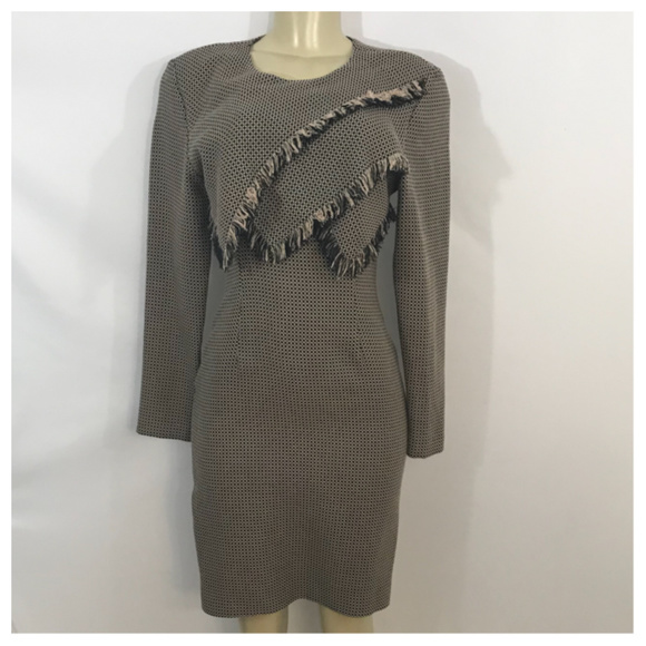 Expo Dresses & Skirts - Tan and Black Layer Fringe Midi Dress